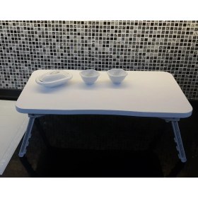 Resim Depolife Yemek Servis Sehpası Katlanır Ayaklı Laptop Notebook Ders Çalışma Masası Beyaz 