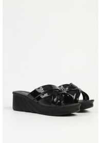 Resim Pierre Cardin Siyah Rugan Kadın Topuklu Terlik Pc-7486 Siyah 