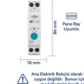 Resim Tomzn WiFi Özellikli Akıllı Sigorta Dahili Enerji Ölçerli Zaman Rölesi 63A 