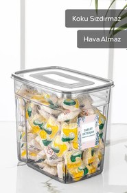 Resim 4lü Ekonomik 5,5 Litre Strip Mega Boy Deterjan Saklama Kutusu Antrasit 
