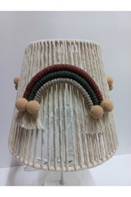 Resim C&A MAKROME İP SARGI GÖKKUŞAĞI APLİKELİ PONPONLU KIZ-ERKEK BEBEK VE ÇOCUK ODASI ABAJUR 