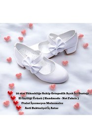 Resim BEEBRON Ortopedik Topuklu Abiye Kız Çocuk Ayakkabı Glossy Series Abiayk2401 Rugan Beyaz 