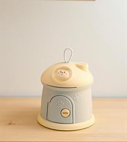 Resim Mavi Renk LED Işıklı Pofuduk Kedi Kumbara – Sticker Hediyeli Sevimli Çocuk Gece Lambası 17x17 cm 