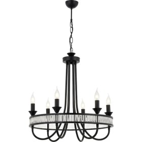 Resim Avonni AV-1890-6BSY Siyah Boya Modern Avize E14 Metal Kristal H: 110 cm, Ø: 60 cm 