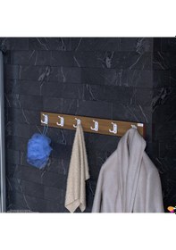 Resim Modilayn Arı Serisi 86,4x9,6 Cm 18 Kancalı - 6'lı Set Banyo Askısı Ekstra Düzen Ve Yer Tasarrufu Beyaz - Ceviz 