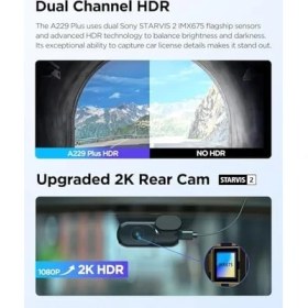 Resim Uray Home A229 Plus 3 Kameralı Ön-Iç-Arka 2K+2K+1080P Hdr Starvis 2 Wifi Gps’li Araç Kamerası 