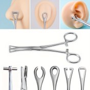 Resim Kediğe, dudak, karın, burun ve septum delme araçları için paslanmaz çelik vücut delme aleti pens iğne boru kelepçe cımbız aç kapa yüzük top pense 