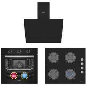 Resim Simfer SB8220 - T3500 - SD8703 QS Mekanik Siyah 3'lü Ankastre Set 
