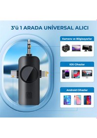 Resim Genz Bilişim Kablosuz Yaka Mikrofonu Tip-c Android Kamera Apple Uyumlu iPhone Stüdyo Mikrofonu Için Ses Video Canlı Yayın Siyah 