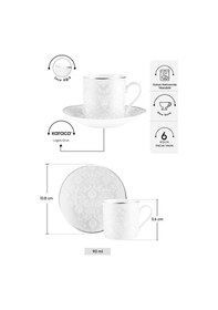 Resim Karaca Feraye 6 Kişilik Kahve Fincan Takımı 90 Ml 