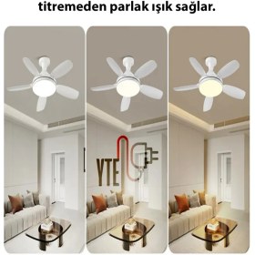 Resim Sessiz Büyük Boy 81 cm Tavan Vantilatörü E27 Duylu Uzaktan Kumandalı 3 Renk 