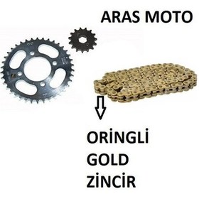 Resim Bajaj Pulsar Ns 150 Oringli Zincir Dişli Seti Kaliteli Gold Sarı 
