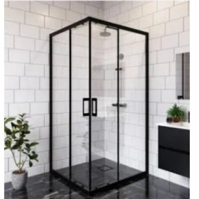 Resim Özel Duş Özelduş 90*90 cm 5mm Siyah Profil Şeffaf Cam 