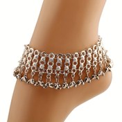 Resim Vintage Bohemian Stili Alşım Anklet ile Sonsuzluk Teması ve Sentetik Ağustos Doğumtaşı, Kadınlar için Moda Tassel Zincir Anklet, Günlük ve Tatil Giyim için Ayarlanabilir Plaj Ayakkabı Süsü - Mosaic Yok, Kaplama 