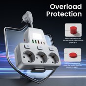 Resim 1 adet Bağımsız Anahtarlı Güç Prizi, 3 EU AC Güç Prizi, 3 USB Portu ve 2 Type-C Portu ile Donatılmış, Şok Koruma, Duvara Monte, Küçük Taşınabilir Kısa Kablolu, Seçenekli Kısa Kablolu/152.4Cm/3.05M Uzatma Kablosu, Ev Kullanımı, Seyahat, Şirket, Fabrika, Okul ve Diğer Eğlence Mekanları İçin Çok Uygun, Beyaz 