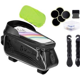 Resim Mufunye Bisiklet Yansıtıcı Çanta Tamir Alet Seti, Çok İşlevli, Üst Boru Çantası + Lastik Sökme Kolu + Lastik Yaması Çok Renkli 