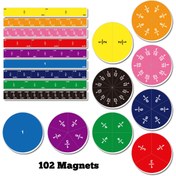 Resim TRONMAG 102 parça Manyetik Kesir Seti - EVA Gökkuşağı Fayansları ve Daireleri, Çocuklar için Sayma ve Matematik Manipülatifleri 