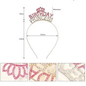 Resim Nessiworld Kristal Taşlı Pembe Birthday Princess Yazılı Parti Tacı 19x11 cm 