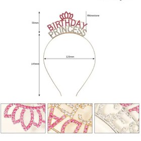 Resim Nessiworld Kristal Taşlı Pembe Birthday Princess Yazılı Parti Tacı 19x11 cm 