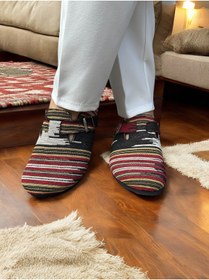 Resim Mycorni Kilim Desenli Unisex Anatomik Doğal Mantar Taban Kapalı Terlik 