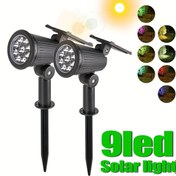 Resim 2'li/3'lü 9LED güneş enerjili bahçe lambaları, dış mekan su geçirmez spotlar, peyzaj ağaç çim ışıklandırmalı RGB renk projeksiyonlu aydınlatma, bahçe yol kenarı avize, Halloween dekoratif ışıklar, Noel hediyesi 