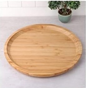 Resim 2 Adet 20 Cm Bambu Ahşap Yuvarlak Pasta Kahvaltı Servis Sunum Tabağı Açık Gri 