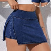 Resim 25AW Zarif Yüksek Bel Kot Pantolon Şortları, Düz Renk, Esnek Kumaş, Fermuar Kapatma - Bahar/Yaz Koleksiyonu, Şık Pantolon Şortları | Şık Görünüm | Esnek Denim, Yüksek Bel Şortlar 