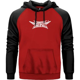 Resim Babymetal Logo Renkli Reglan Kol Sweatshirt Kapşonlu - 2XL / Kırmızı 