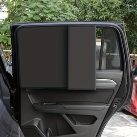 Resim Araç Yan Pencereleri için 4 Parçalı Mıknatıslı Güneşlik Seti, UV Koruması ve Gizlilik için Isı Yalıtımlı Polyester Perdeler 