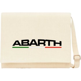Resim Abarth Text İtalya Krem Postacı Çantası - Krem 