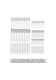 Resim Karaca 316 Premium Look Platin 12 Kişilik 84 Parça Çatal Kaşık Bıçak Takımı 