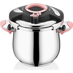 Resim Inter Çelik Pratik Kapaklı Düdüklü Tencere 10 L. Pembe Pembe - Gümüş 