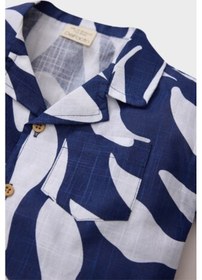 Resim DeFacto Erkek Bebek Desenli Flamlı Poplin Kısa Kollu Gömlek E2024A525SMNV241 Lacivert 