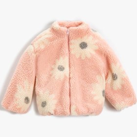Resim Kız Bebek Peluş Mont Dik Yaka Fermuarlı 
