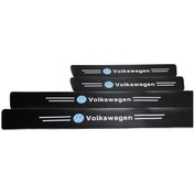 Resim Volkswagen Logolu Karbon Kapı Eşiği Koruyucu Bant Folyo 4'lü Set 