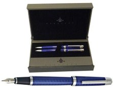 Resim Steelpen 262 Dolma Kalem + Tükenmez Kalem Set Mavi Lake Krom Stellpen