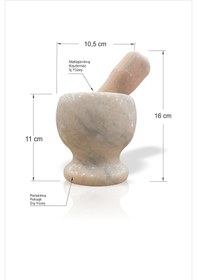 Resim Bej Gerçek Ağır Mermer 11 Cm Sarımsak Çeşni Ezici Havan Tokmak 