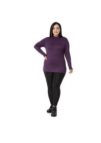 Resim Disentis Büyük Beden Yarım Balıkçı Uzun Kollu Viskon Mürdüm Body-mürdüm Mürdüm 