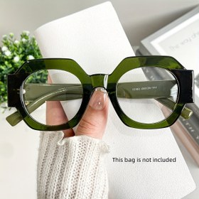 Resim Erkekler ve Kadınlar için Şık İki Tonlu Sekizgen Çerçeve Moda Gözlükleri - Şık Şeffaf Lens, Dayanıklı PC Malzeme, Fotoğraf Çekimleri ve Günlük Kıyafetler için Mükemmel 