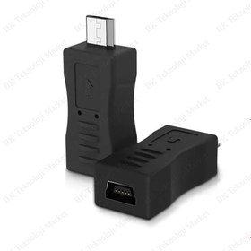 Resim Micro Usb Erkek To Mini Usb Dişi Veri Şarj Çevirici Adaptör 