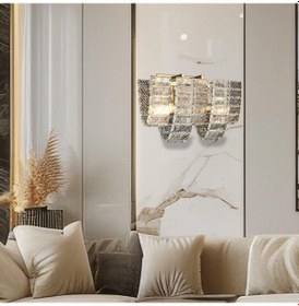 Resim Loya Kristal Taşlı Yatak Başı, Salon Aplik Altın 