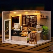 Resim Rustik Ahşap DIY Miniatur Kahve Dükkanı Model Evi, Mobilya ile El Yapımı Oyuncak Evi Kiti, Sanatsal Ev Dekoru, Eğitici Sabırlı Beceriler, Fiber Panelli İnşaat, Sevgililer Günü ve Doğum Günü Hediyeleri için Mükemmel 