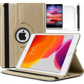 Resim Apple iPad 9 Kılıf 9. Nesil MK473TU/A Dönebilen Tablet Kılıfı +2 Adet Ekran Koruyucu + Tablet Kalemi 