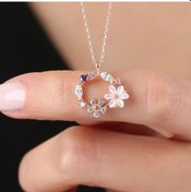 Resim Mia vento Bahar Bahçesi Manolya Çiçeği Rose Renk Flowers Gümüş Kolye 