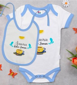 Resim Bk Kids Annemin Kahve Zamanı Tasarımlı Mavi Bebek Body Zıbın Ve M Çok Renkli 