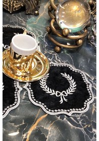 Resim Arma Siyah Gri 6'lı Linen Keten Kahve Yanı Kokteyl Sunum Peçetesi Siyah 