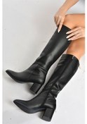 Resim Fox Shoes Siyah Kalın Topuklu Kadın Çizme L251081609 