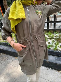Resim Sernisa Moda Kadın Tesettür Beli Büzgülü Fermuarlı Cepli Mevsimlik Tunik Ceket 