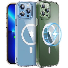 Resim Novstrap Apple iPhone 13 Pro Kılıf Şeffaf Magsafe Uyumlu Kılıf 6.1 Kamera Korumalı Sararmayan Kapak 