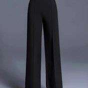 Resim Kadınlar için Şık Yüksek Bel Geniş Bacaklı Pantolon - Düz Renk, Rahat Bol Kesim Asimetrik Cep ile, Çok Yönlü Tüm Mevsim Rahat Pantolon, Polyester Karışımı, Makinede Yıkanabilir, Günlük Giyim Pantolonu | Yüksek Bel Pantolon | Polyester Karışımı Pantolon 